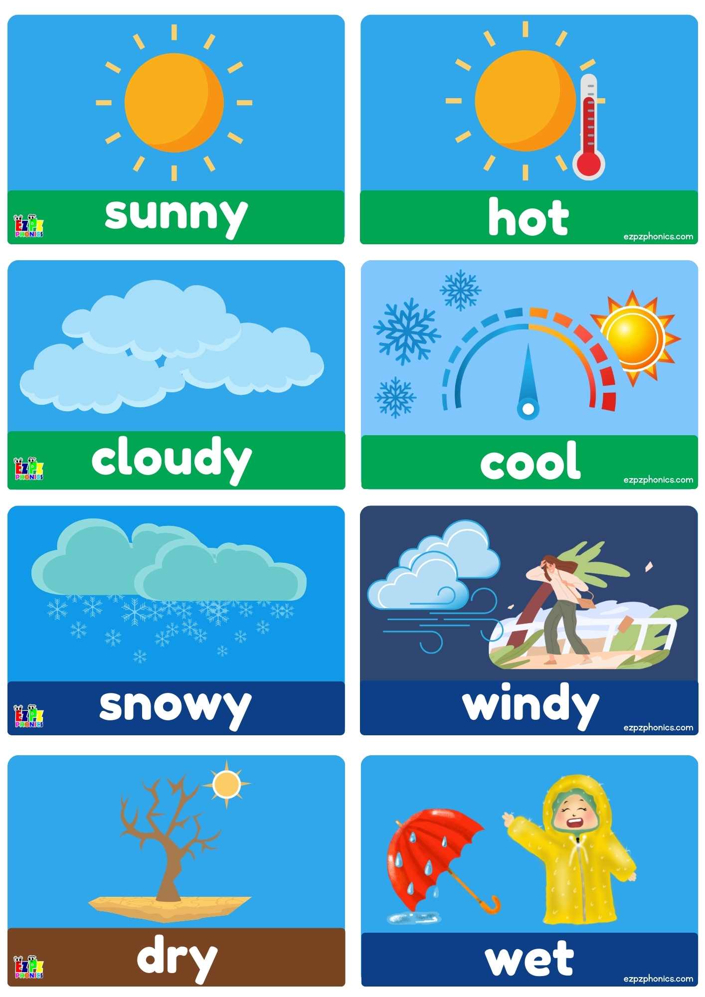 Weather Mini Flashcards for Kids – Compact Learning Fun! PDF Download